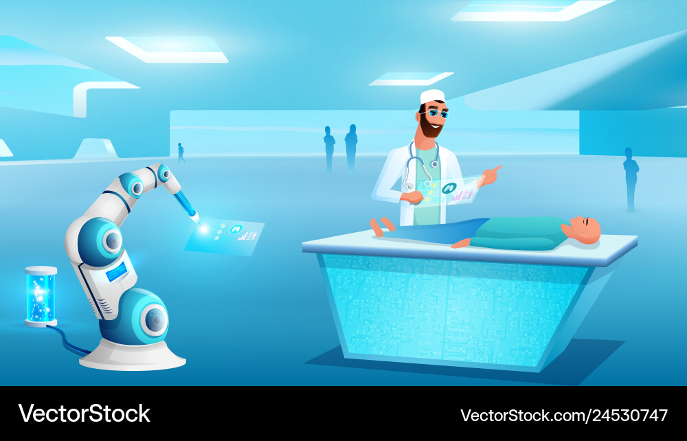 AI Diagnostic on Operating Table vector image