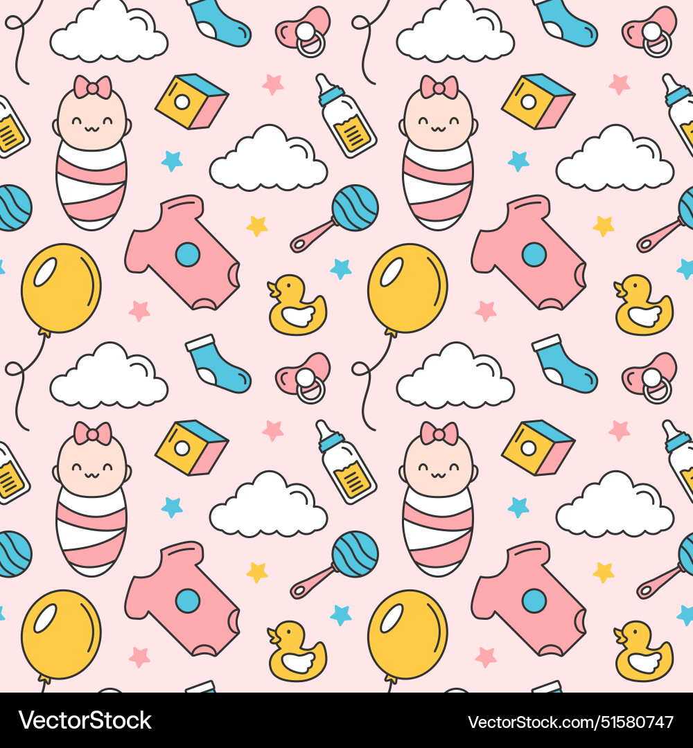 Baby seamless pattern design a set of simple Baby seamless pattern design a set of simple vector image