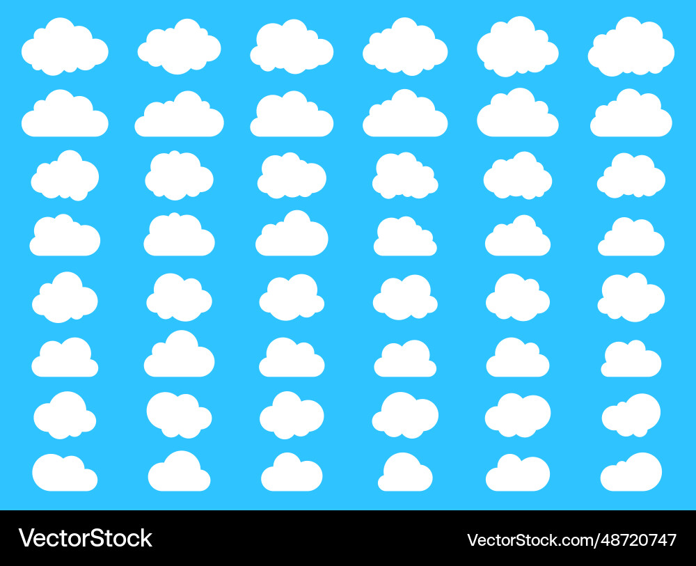 Big set of fluffy clouds and with flat bottom Big set of fluffy clouds and with flat bottom vector image