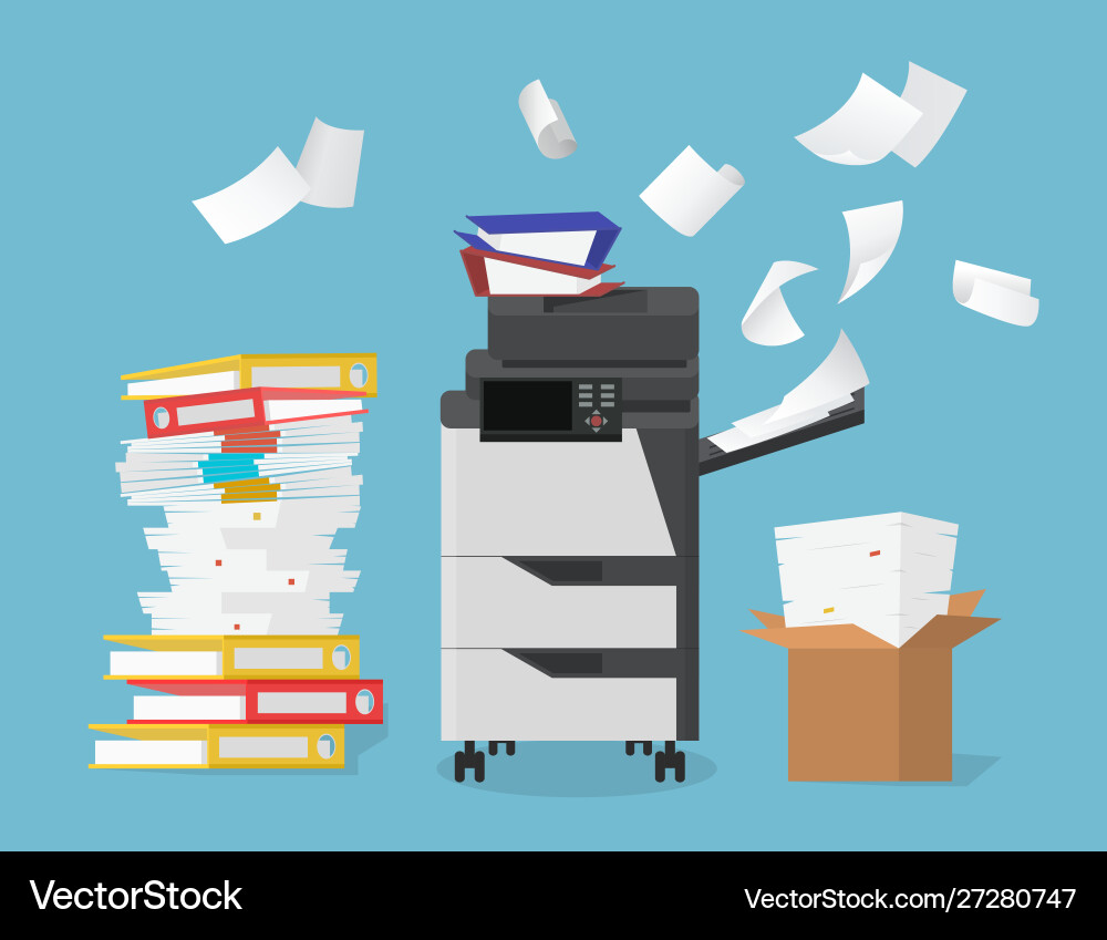 Cartoon color multifunction scanner printer Cartoon color multifunction scanner printer vector image
