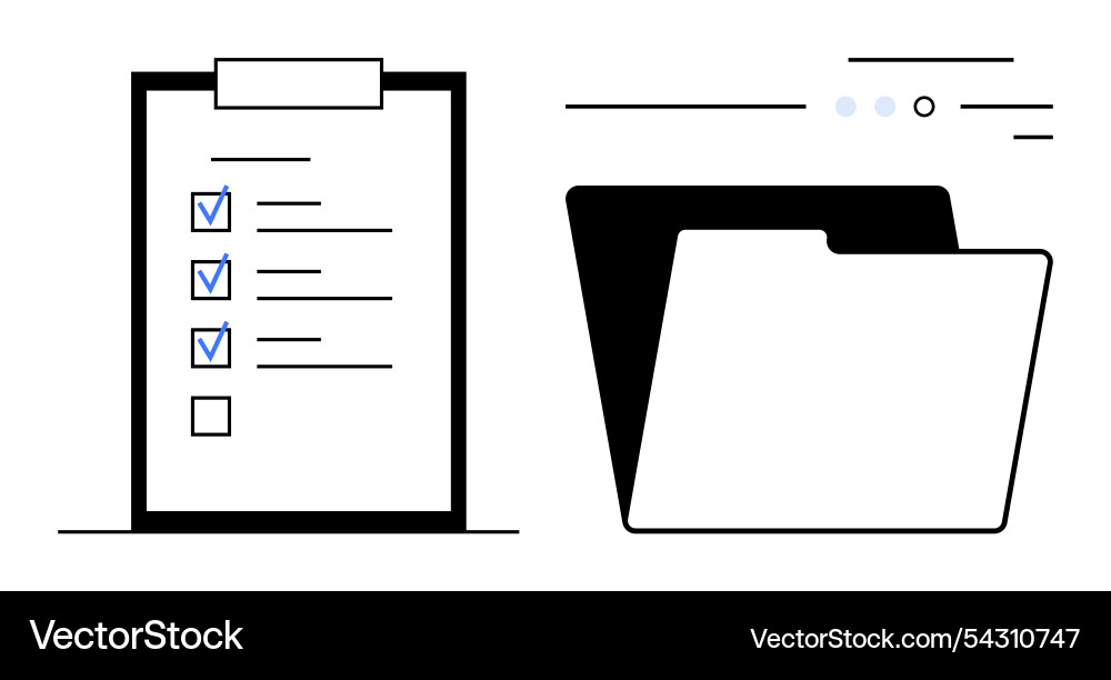 Checklist and folder symbolizing task completion Checklist and folder symbolizing task completion vector image