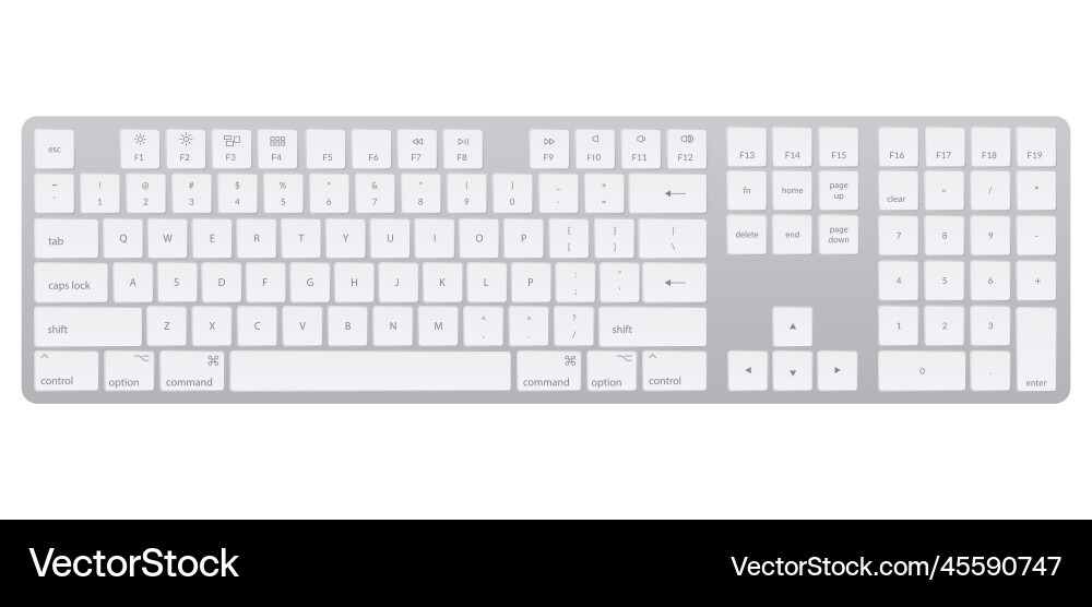 Computer keyboard laptop isolated gray key button Vector Image