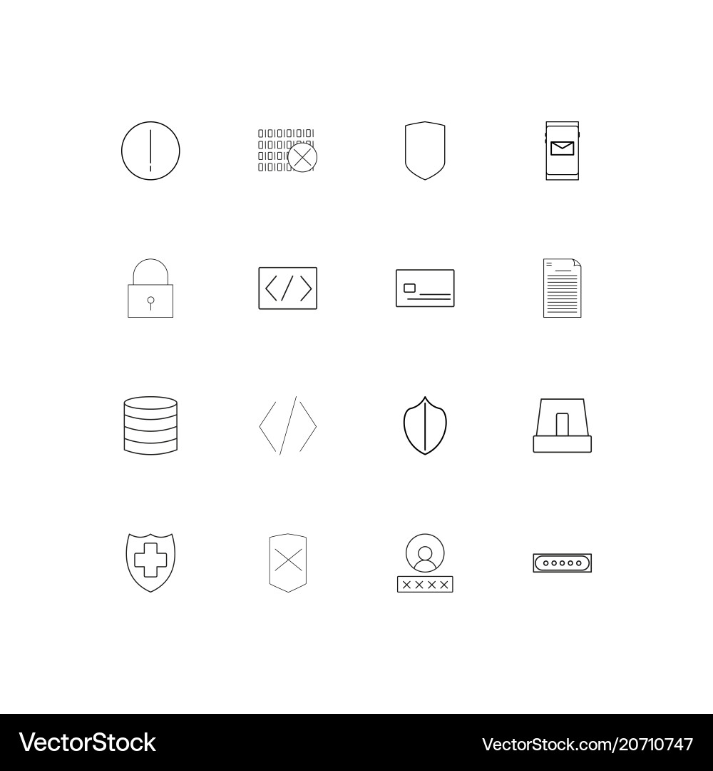 Cyber security simple linear icons set outlined vector image