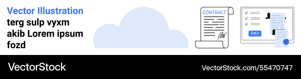 Digital contract signing process with cloud vector image
