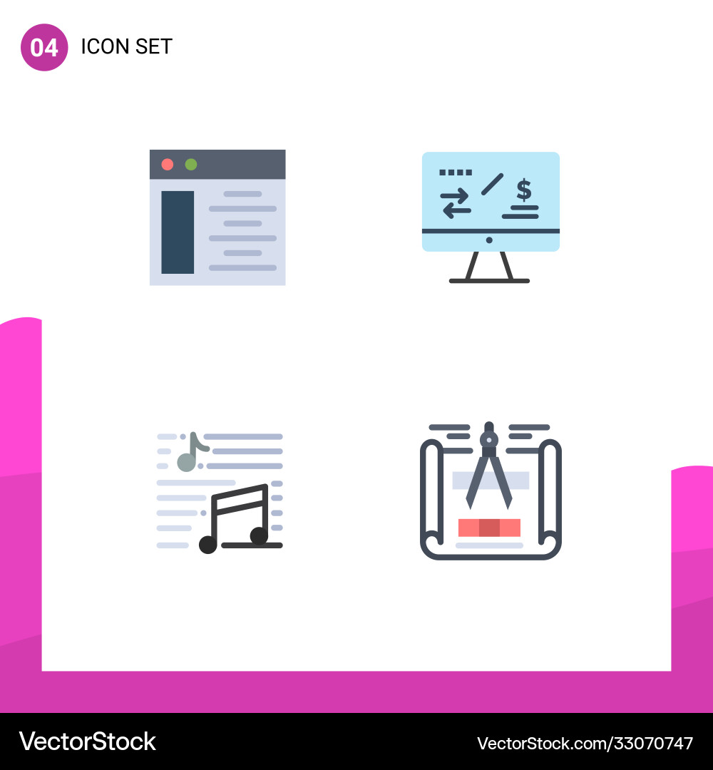 Editable line pack 4 simple flat icons web Vector Image