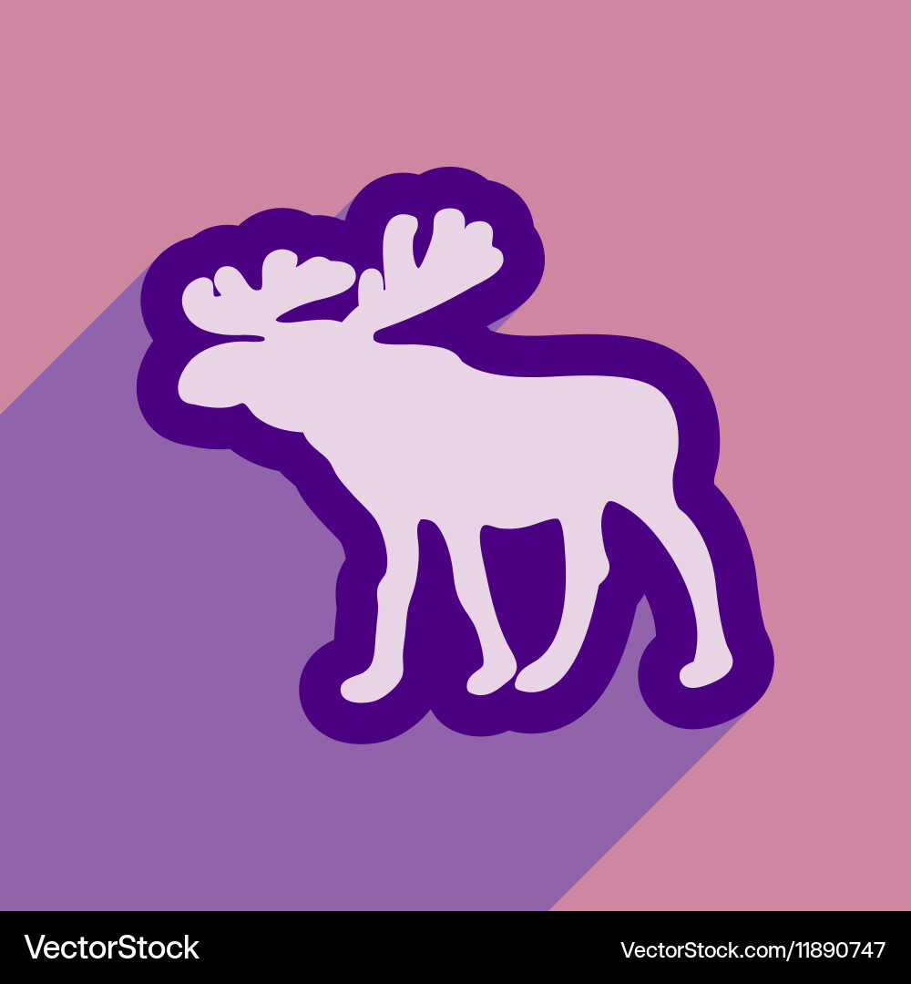 Flat web icon with long shadow elk vector image