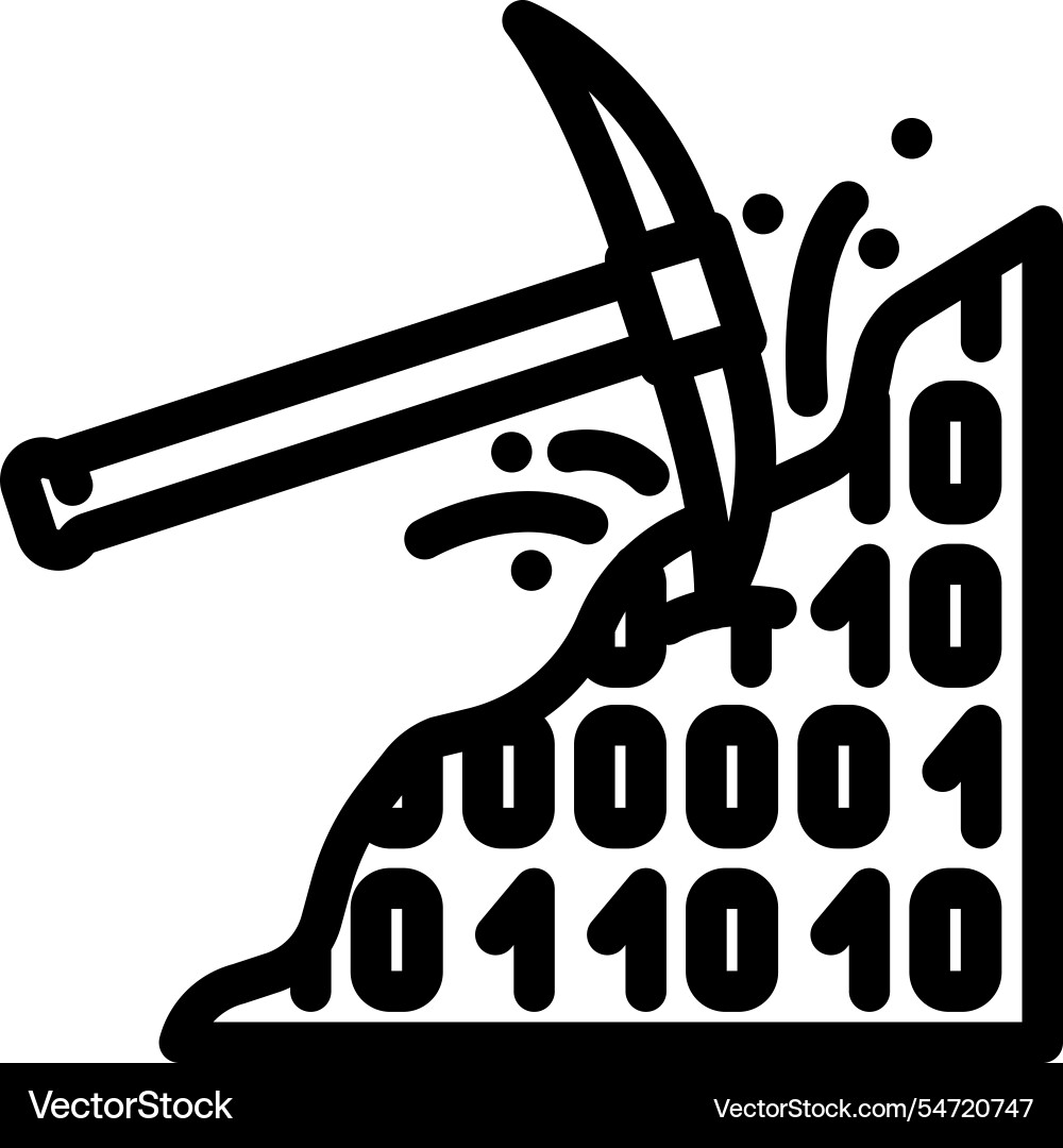 Mining big data line icon Mining big data line icon vector image