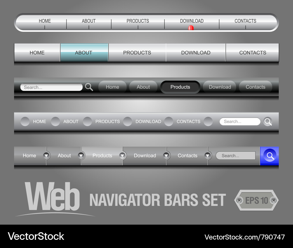 Modern Web Navigation Bar Set vector image