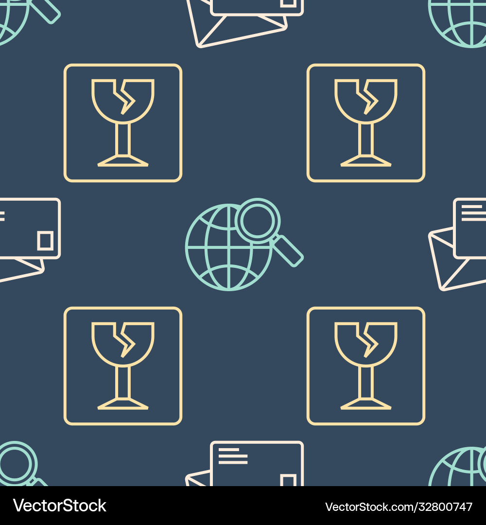 Set line envelope fragile broken glass Set line envelope fragile broken glass vector image