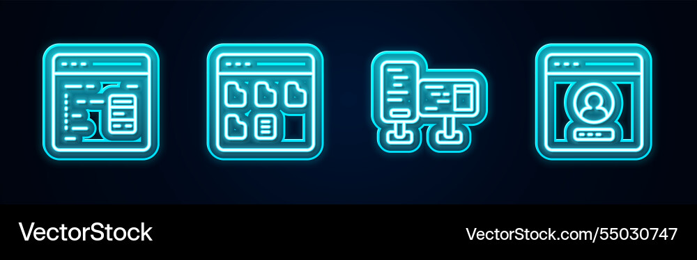 Set line software browser files computer monitor Vector Image