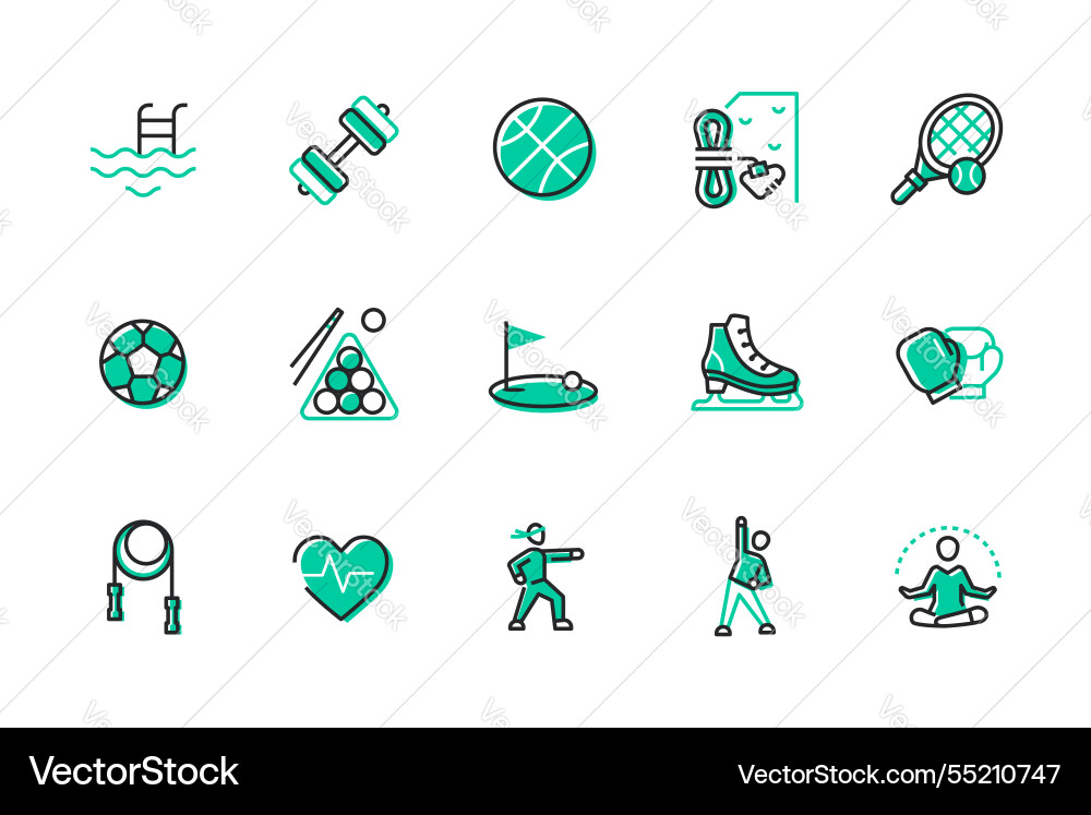 Sports and get in shape - set of line design style Sports and get in shape - set of line design style vector image