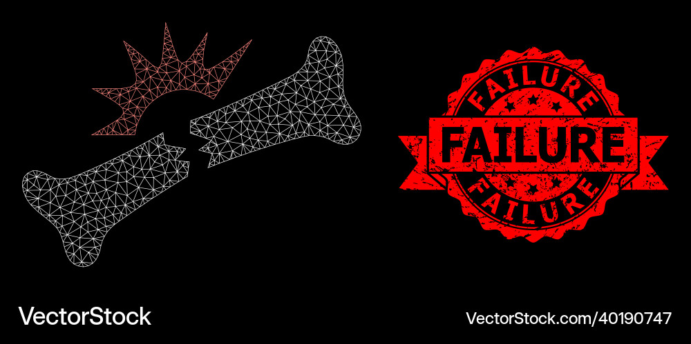 Textured failure seal and polygonal network bone Vector Image