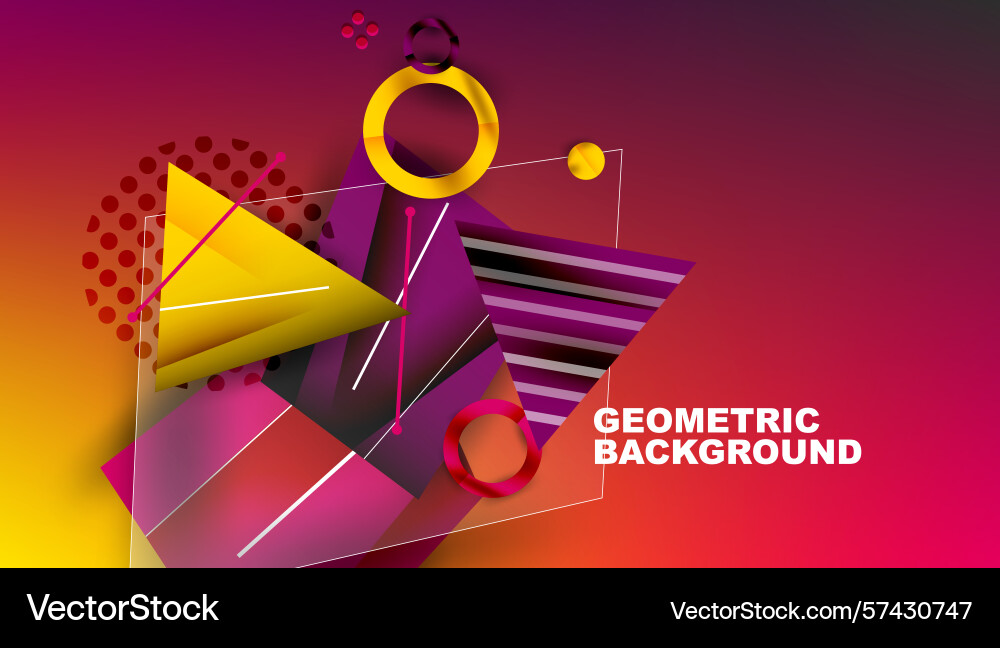 Vibrant geometric shapes overlap creating dynamic Vector Image