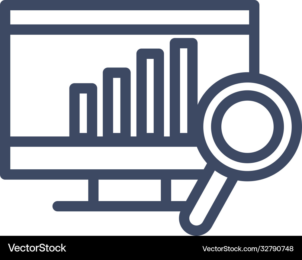 Computer with lupe line style icon design Vector Image