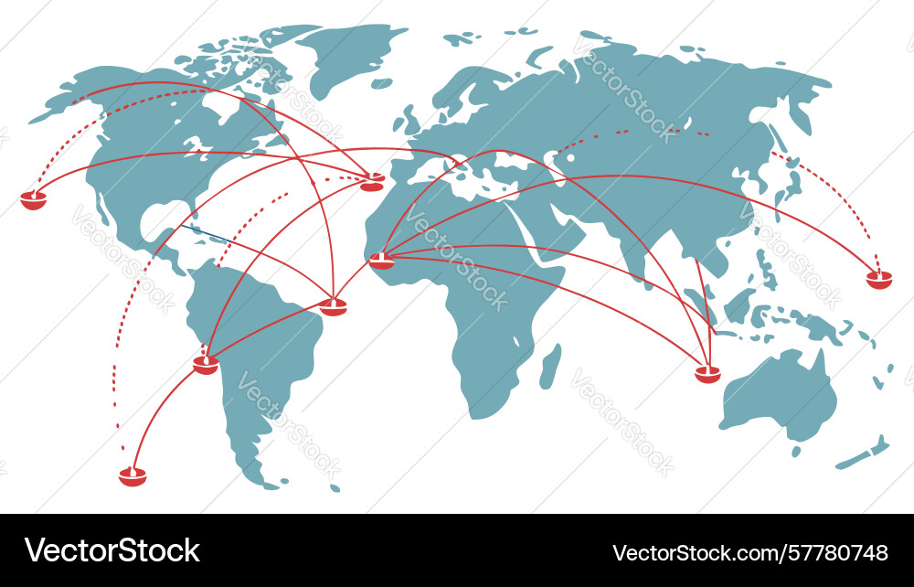 Connected world map global data digital Vector Image