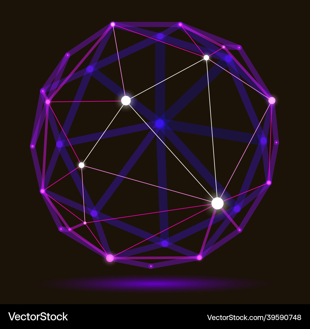 Dimensional lattice mesh abstraction 3d polygonal Vector Image