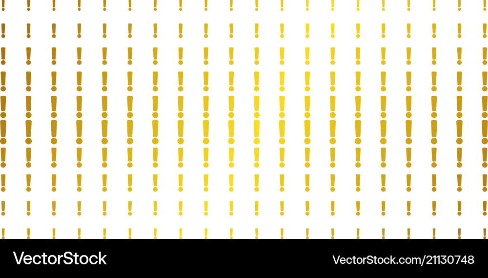 Exclamation sign golden halftone array Exclamation sign golden halftone array vector image