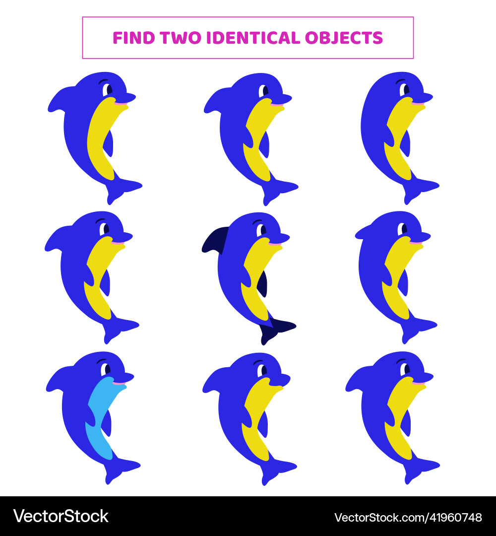 Find two identical objects matching game for kids Find two identical objects matching game for kids vector image