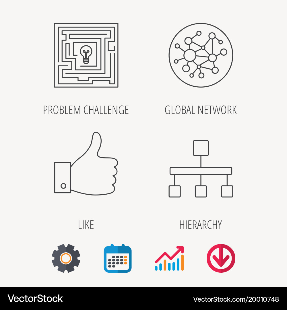 Global network like and hierarchy icons vector image