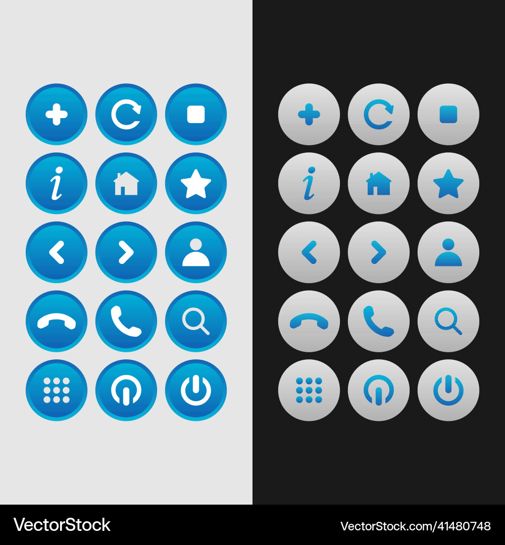 Icon set multi colored button in flat style Vector Image