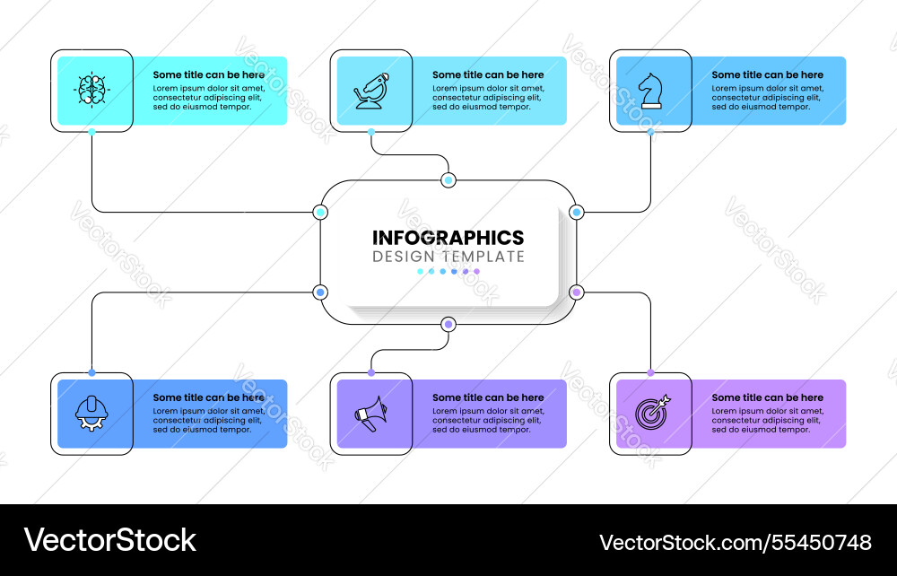 Infografikvorlage 6 Rechtecke verbunden Infografikvorlage 6 Rechtecke verbunden vektorbild