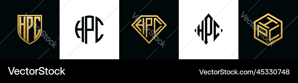Initial letters hpc logo designs bundle Initial letters hpc logo designs bundle vector image