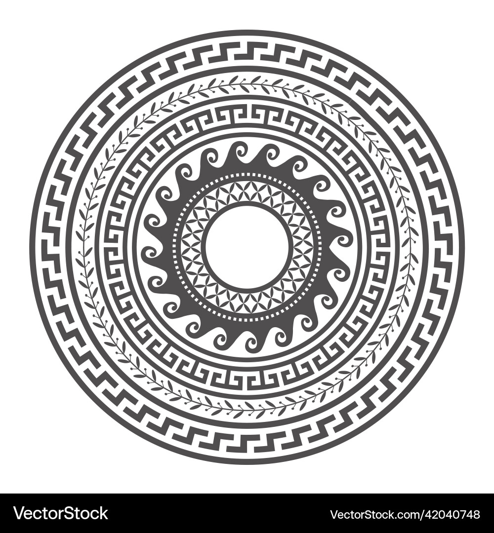 Kreis greek mandala design rund mäander Kreis greek mandala design rund mäander vektorbild