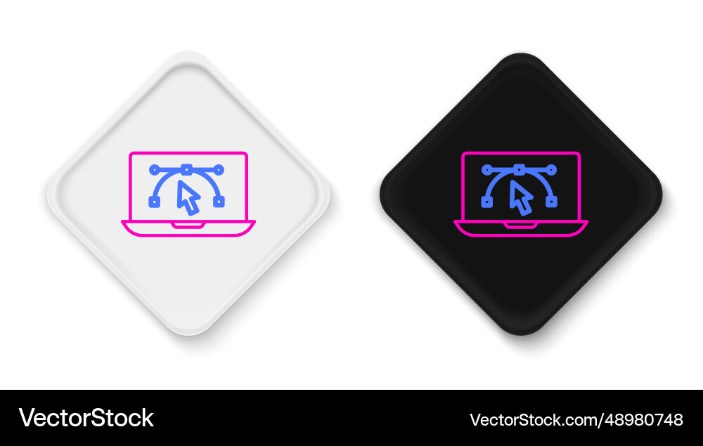 Line computer display with design program icon Line computer display with design program icon vector image