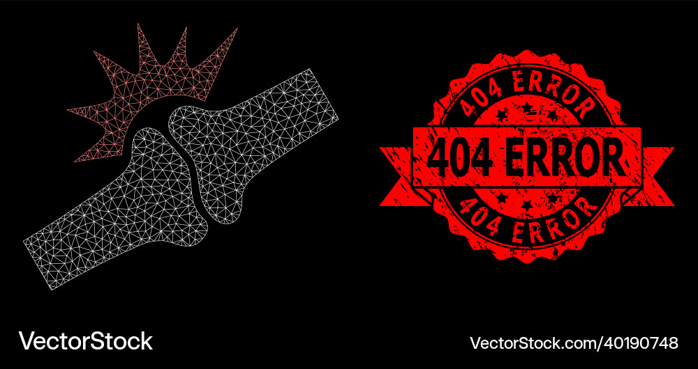 Rubber 404 error stamp and polygonal net bone Rubber 404 error stamp and polygonal net bone vector image