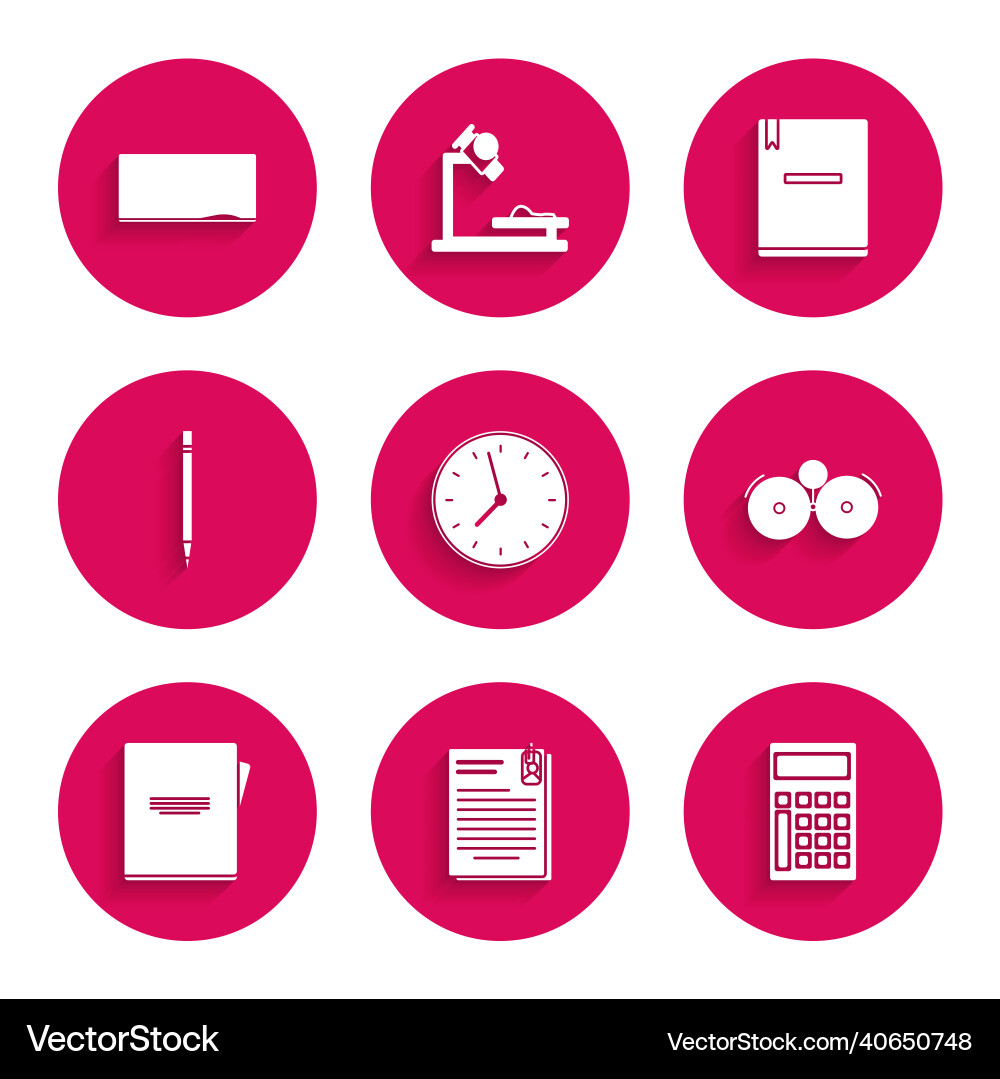 Set clock file document and paper clip vector image