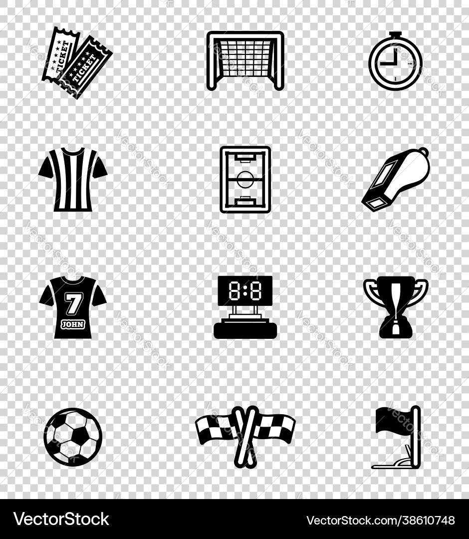 Soccer icon set on checkered vector image