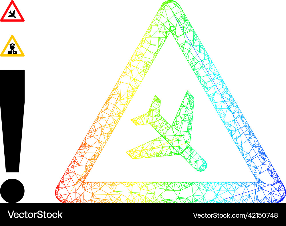 Spectral gradient linear mesh airplane warning Spectral gradient linear mesh airplane warning vector image