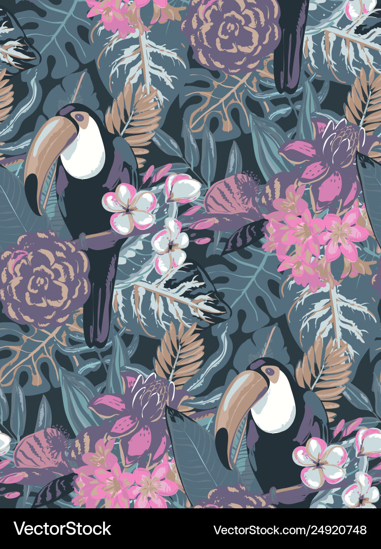 Tropical Toucan Pattern Vector Image