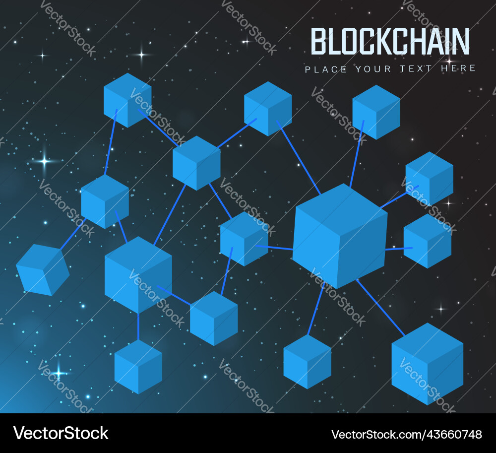 Virtual isometric 3d blockchain technology cube vector image