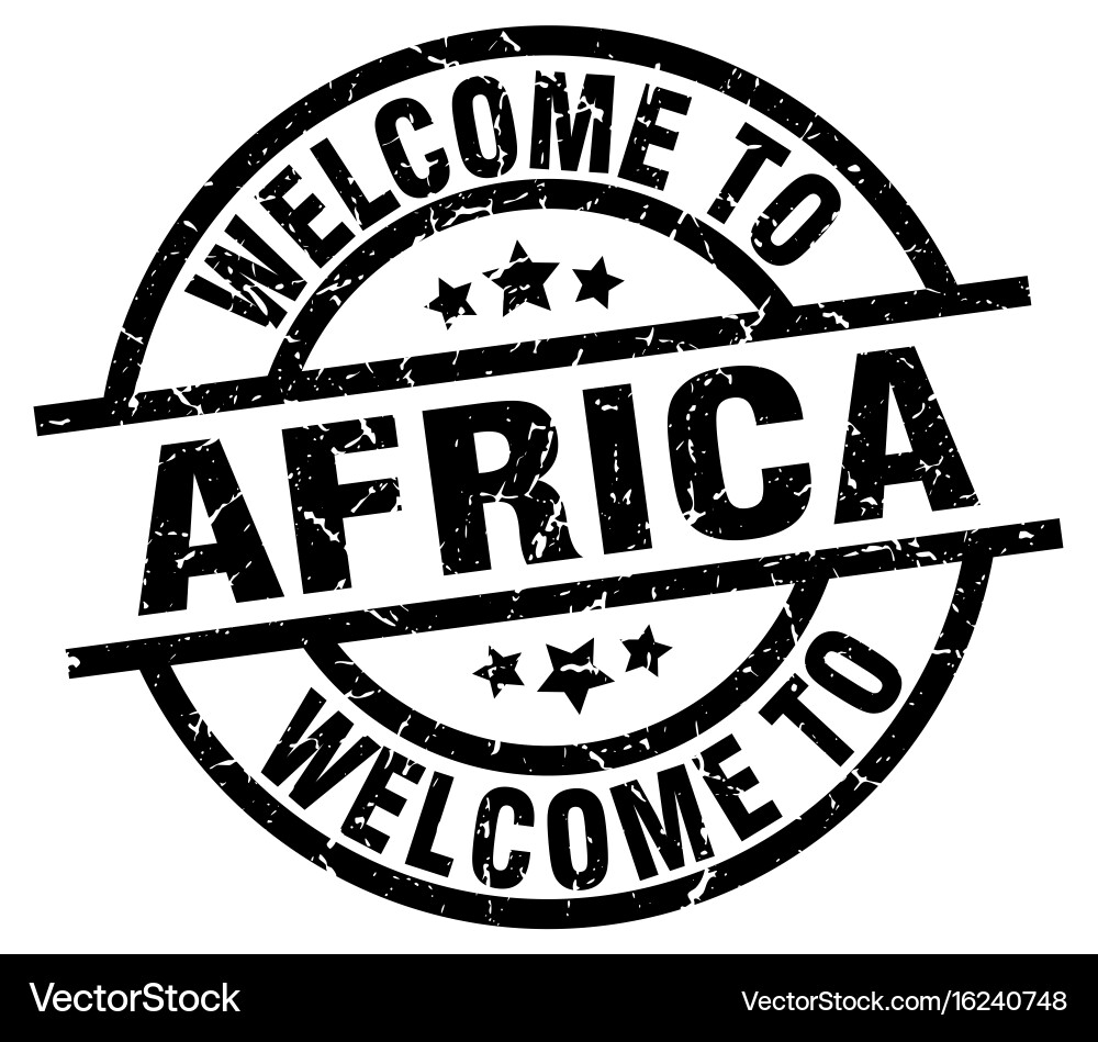 Welcome Africa Stamp - Black Texture Vector Image