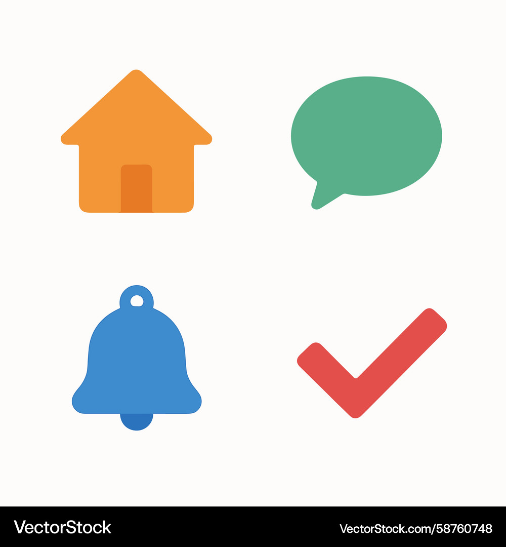 Wohnung UI Elemente - Haus Bell Rede Bubble Che Vektorbild