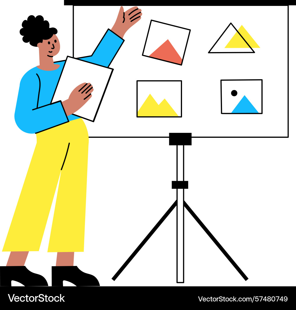 A flat style of person showing pres vector image