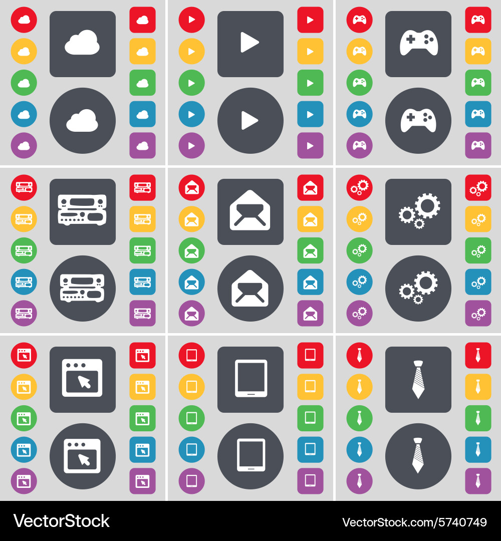 Cloud media play gamepad record-player message Vector Image
