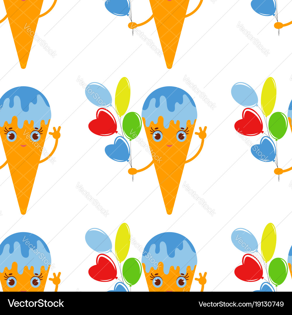 Color seamless pattern of cartoon ice cream Vector Image