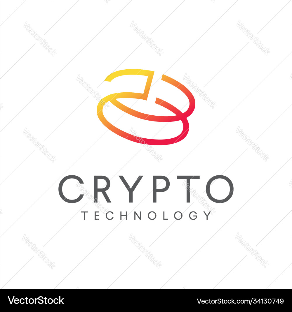Creative round initial c tech logo connection vector image
