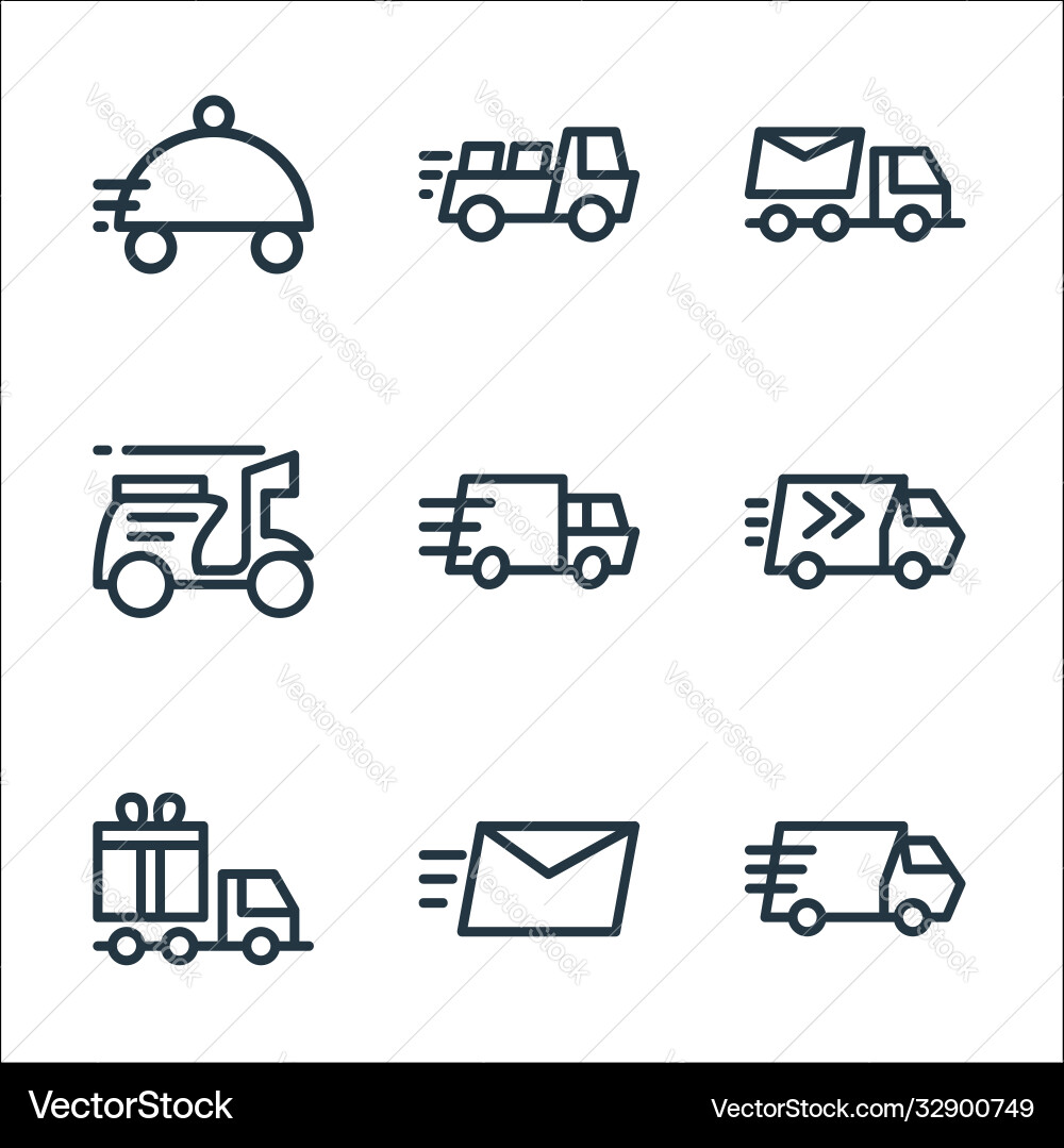 Delivery line icons linear set quality vector image