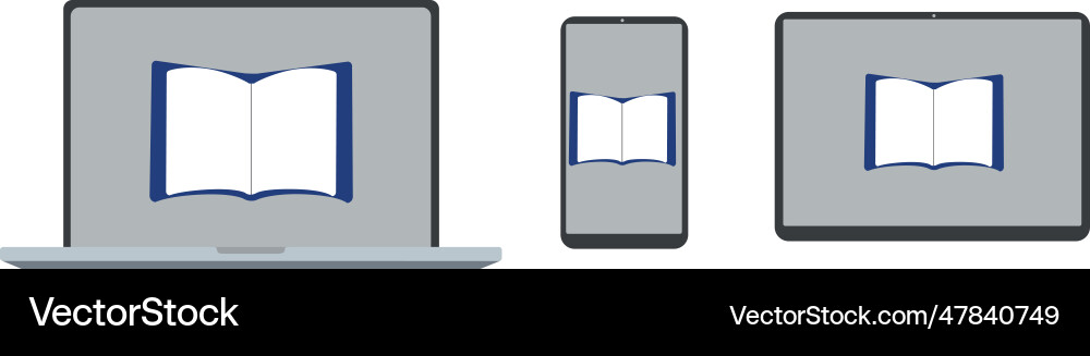 E-book icon mark and computer tablet smartpho E-book icon mark and computer tablet smartpho vector image