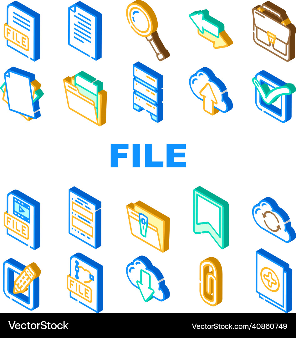 File computer digital document icons set File computer digital document icons set vector image