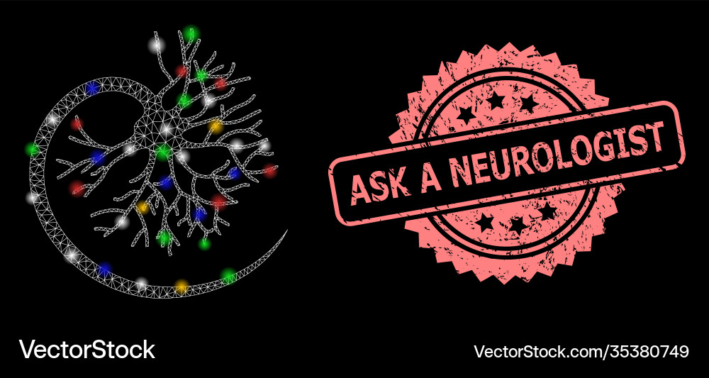 Grunge ask a neurologist stamp and net neuron Grunge ask a neurologist stamp and net neuron vector image
