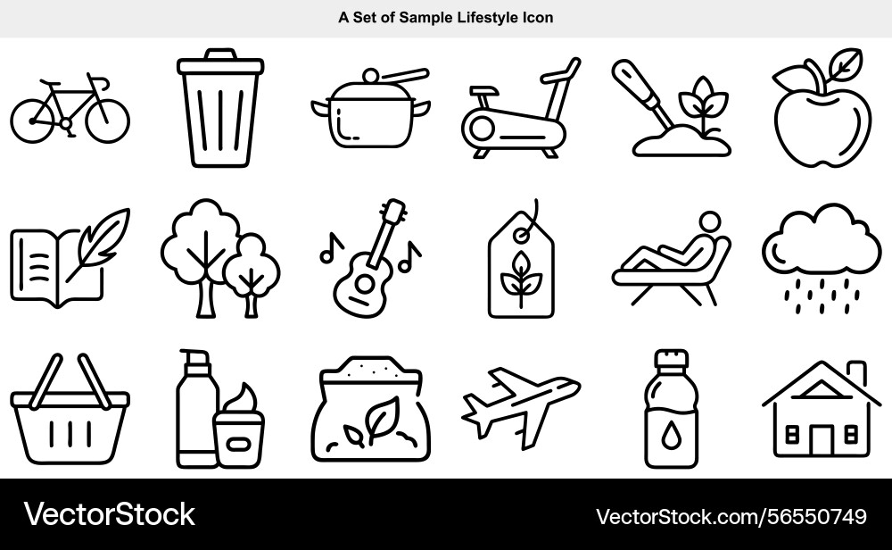 Icons of objects and items Vector Image