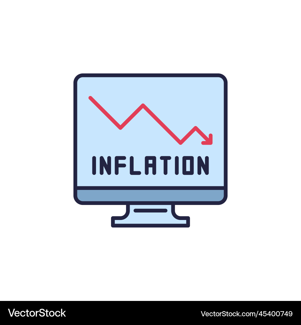 Inflation falling graph on computer screen Inflation falling graph on computer screen vector image