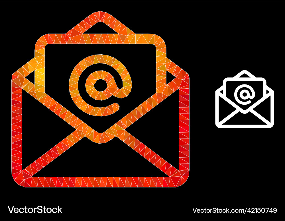 Lowpoly open email icon with flame gradient Lowpoly open email icon with flame gradient vector image