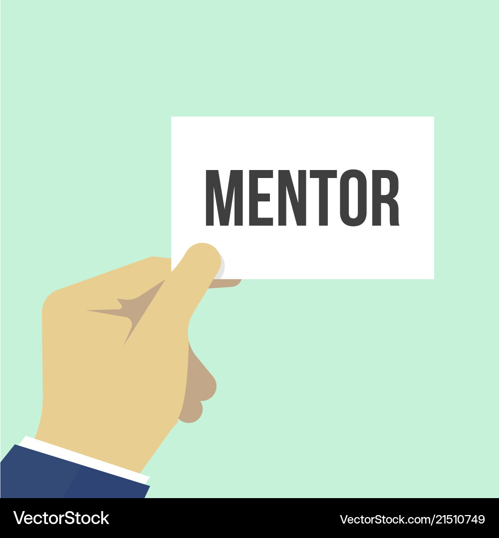 Man showing paper mentor text Man showing paper mentor text vector image