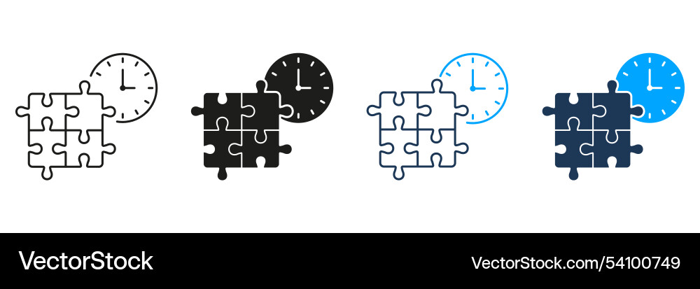 Puzzle with time urgency solution line Puzzle with time urgency solution line vector image