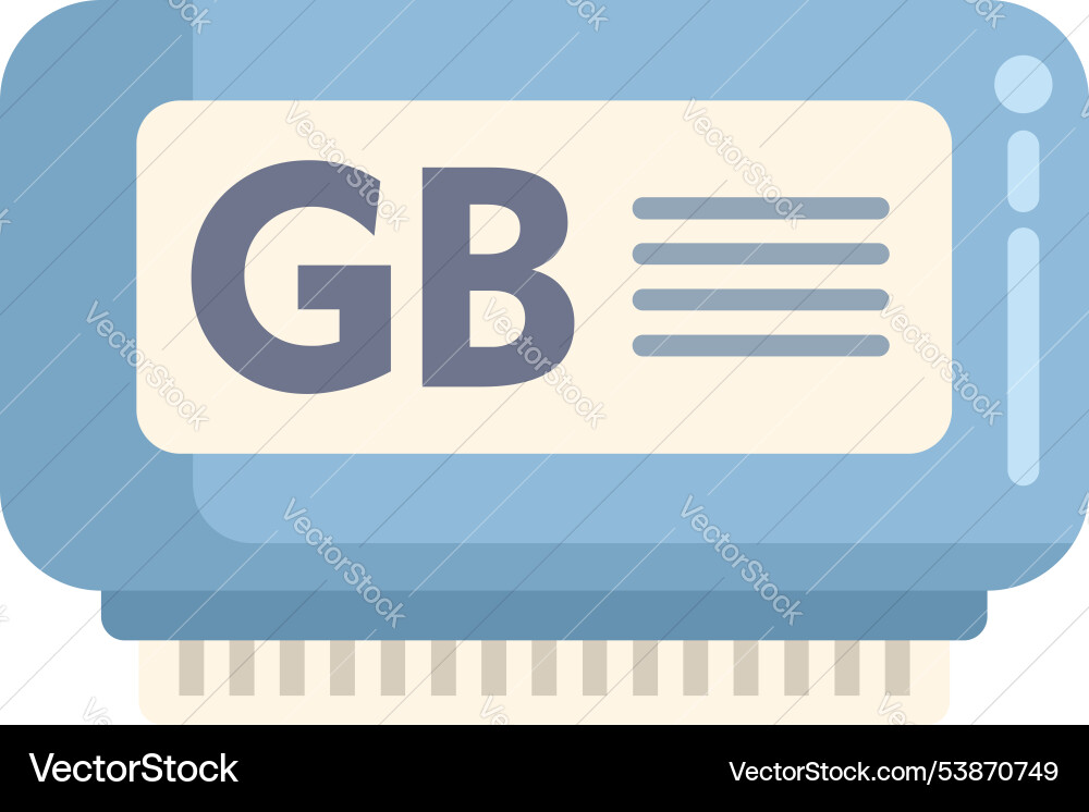 Ram memory module displaying gb gigabyte capacity Ram memory module displaying gb gigabyte capacity vector image